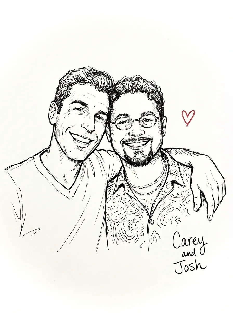 Artwork of Carey and Josh