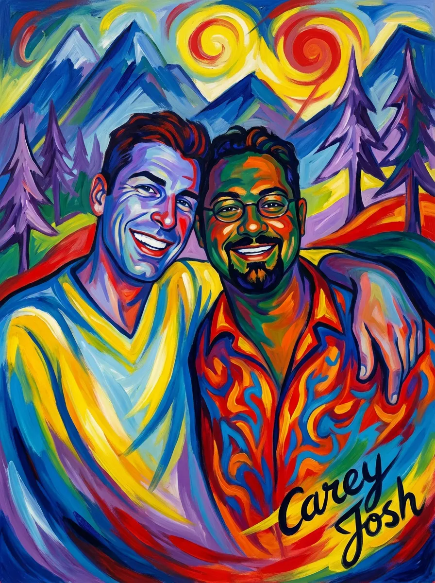 Artwork of Carey and Josh