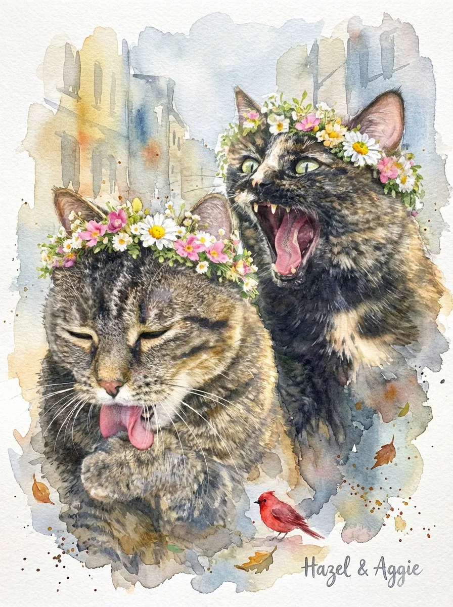 Artwork of Hazel and Aggie