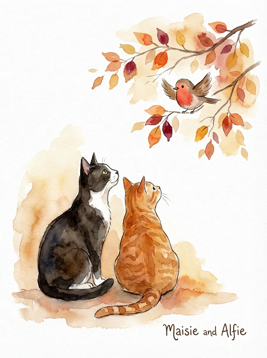 Artwork of Maisie and Alfie