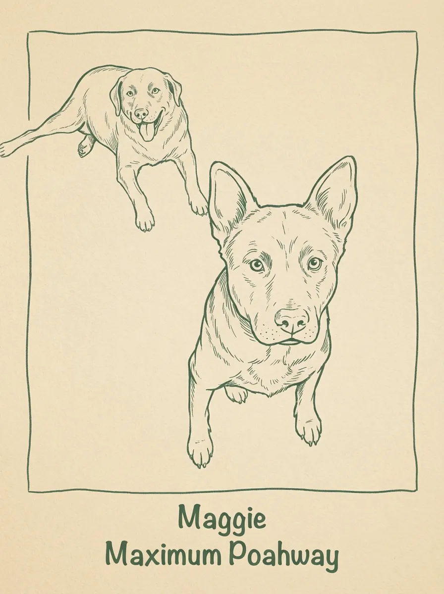 Artwork of Maggie in front then Maximum Poahway