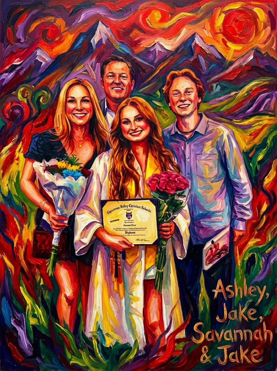 Artwork of Ashley, Jake, Savannah & Jake